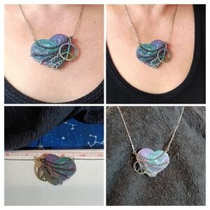 Heart Pendant Necklace with Peace Sign